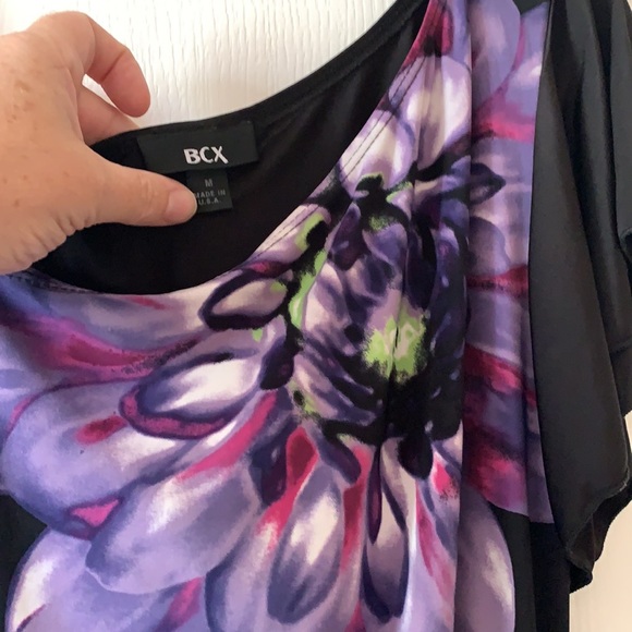 BCX Polyester/spandex black one shoulder top - Picture 2 of 5